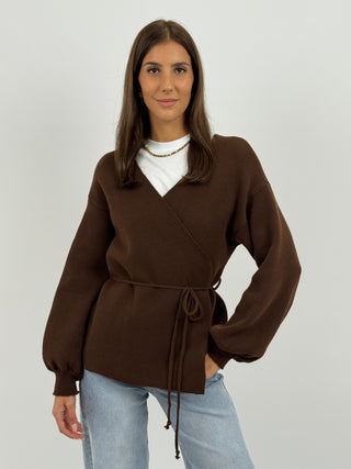 Cardigan Twist Marrone