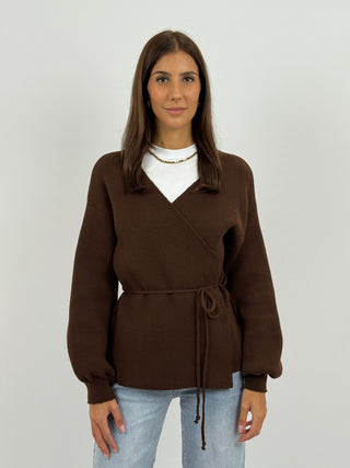 Cardigan Twist Marrone