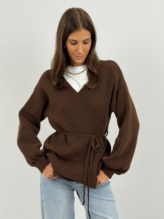 Cardigan Twist Marrone