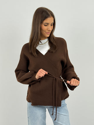 Cardigan Twist Marrone