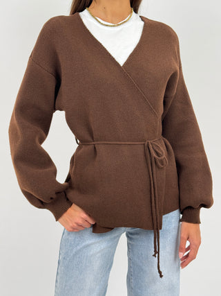 Cardigan Twist Marrone
