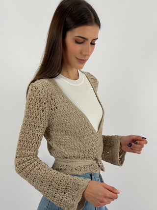 Cardigan Twist Traforato Mocha Mousse