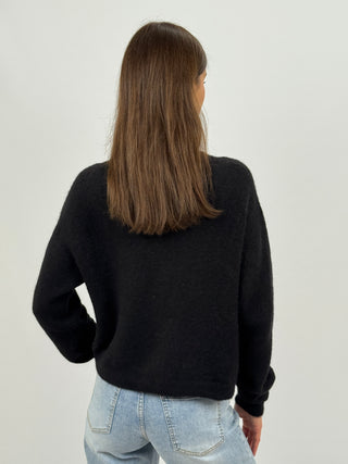 Cardigan Lumina con Bottoni Gioiello Nero
