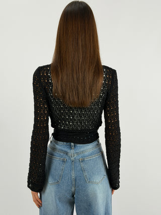 Cardigan Twist Traforato Nero