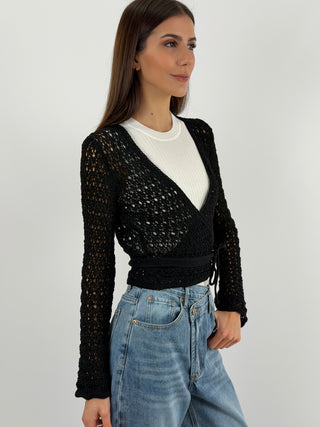 Cardigan Twist Traforato Nero