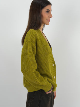Cardigan Lumina in Maglia Verde Oliva