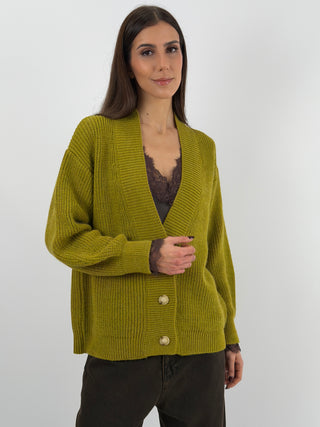 Cardigan Lumina in Maglia Verde Oliva