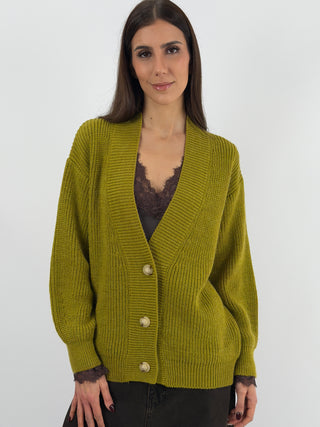Cardigan Lumina in Maglia Verde Oliva
