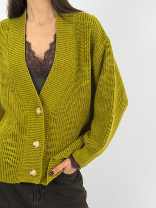 Cardigan Lumina in Maglia Verde Oliva