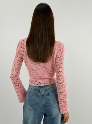 Cardigan Twist Traforato Rosa