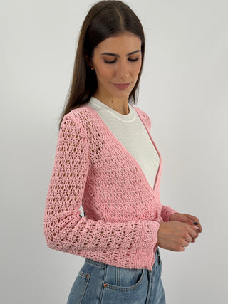 Cardigan Twist Traforato Rosa