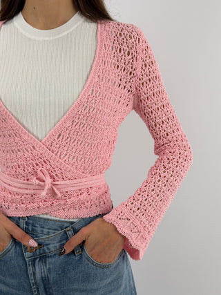 Cardigan Twist Traforato Rosa