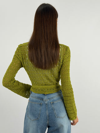 Cardigan Twist Traforato Verde Oliva