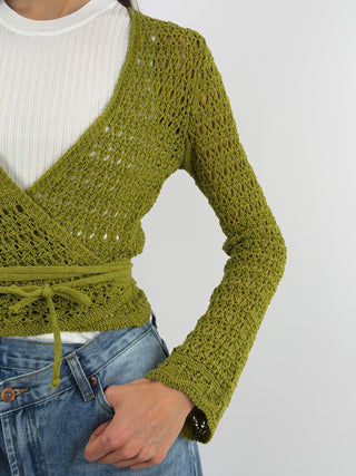 Cardigan Twist Traforato Verde Oliva