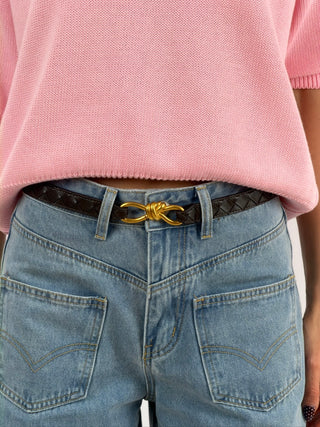 Cintura Regolabile Intreccio Marrone