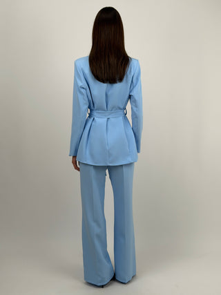 Completo Blazer con Cintura e Pantalone Azzurro