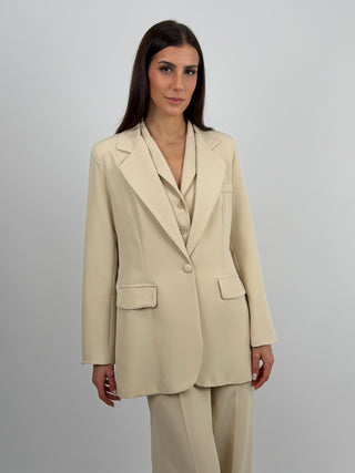 Completo Blazer Monopetto e Pantalone Beige