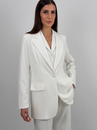 Completo Blazer Monopetto e Pantalone Bianco