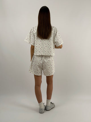 Set Camicia e Shorts Bianco in Fantasia Floreale