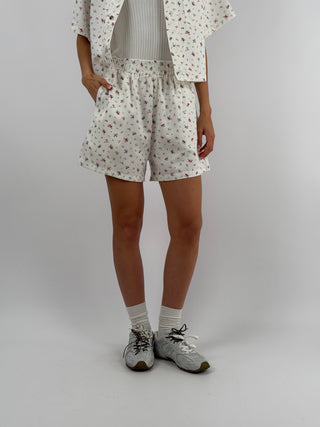 Set Camicia e Shorts Bianco in Fantasia Floreale