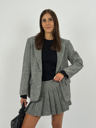 Set Giacca e Gonna College Bianco e Nero