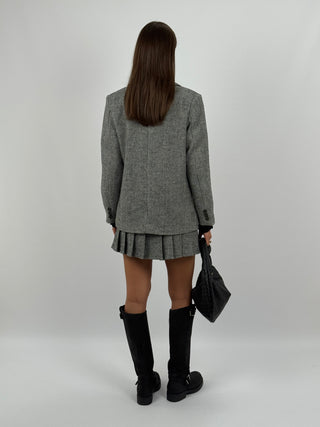 Set Giacca e Gonna College Bianco e Nero