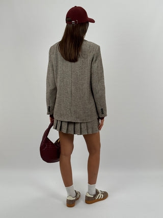 Set Giacca e Gonna College Marrone e Bianco
