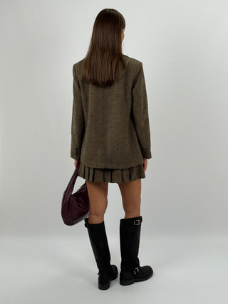 Set Giacca e Gonna College Marrone e Nero