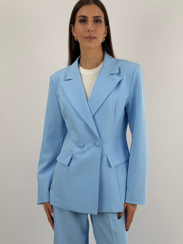 Completo Giacca con Spilla e Pantalone Azzurro