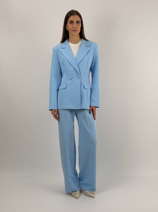 Completo Giacca con Spilla e Pantalone Azzurro
