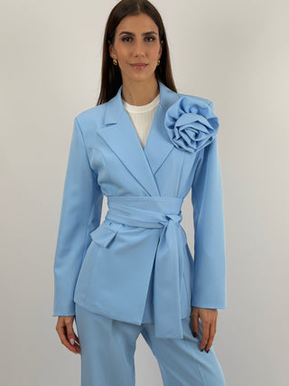 Completo Giacca con Spilla e Pantalone Azzurro