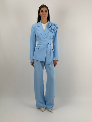 Completo Giacca con Spilla e Pantalone Azzurro