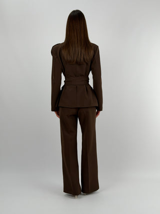 Completo Giacca con Spilla e Pantalone Marrone