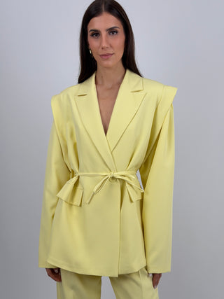 Completo Blazer con Spalle Strutturate e Pantalone Giallo