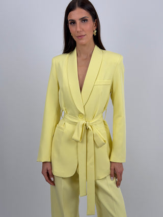 Completo Blazer con Cintura e Pantalone Giallo