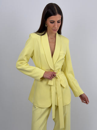 Completo Blazer con Cintura e Pantalone Giallo