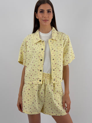 Set Camicia e Shorts Giallo in Fantasia Floreale