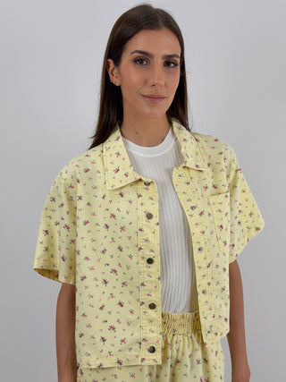 Set Camicia e Shorts Giallo in Fantasia Floreale