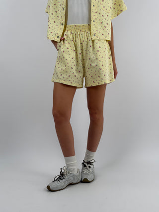 Set Camicia e Shorts Giallo in Fantasia Floreale