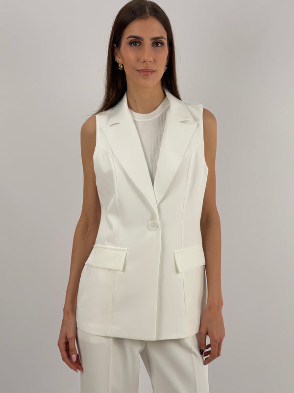 Completo Gilet con Spilla e Pantalone Bianco