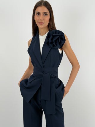 Completo Gilet con Spilla e Pantalone Blu