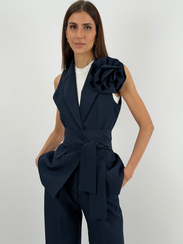 Completo Gilet con Spilla e Pantalone Blu