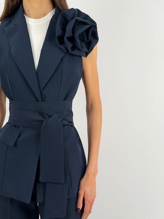 Completo Gilet con Spilla e Pantalone Blu