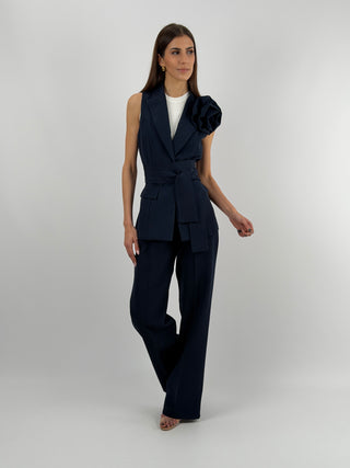 Completo Gilet con Spilla e Pantalone Blu