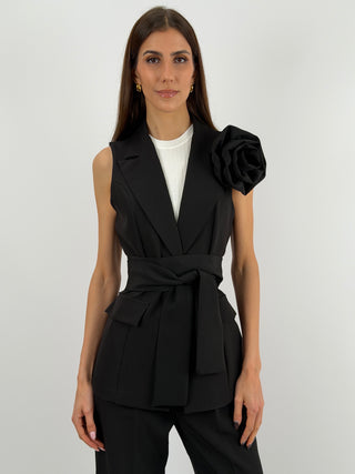 Completo Gilet con Spilla e Pantalone Nero