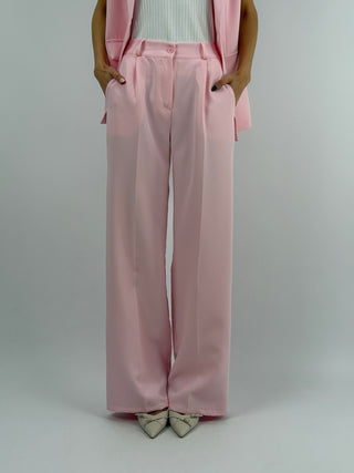 Completo Gilet con Spilla e Pantalone Rosa