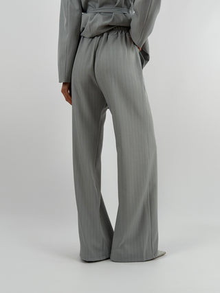 Completo Giacca con Cintura e Pantalone Gessato Grigio