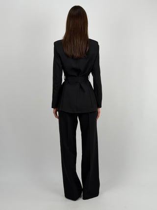 Completo Blazer con Cintura e Pantalone Nero