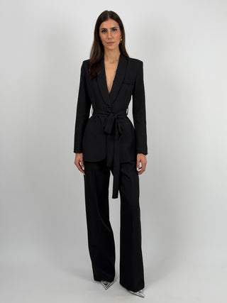 Completo Blazer con Cintura e Pantalone Nero