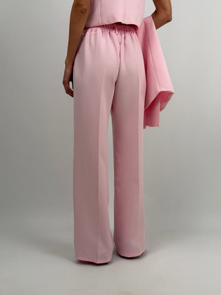 Completo Blazer con Spalle Strutturate e Pantalone Rosa